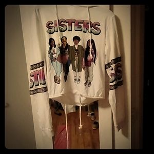 Waist line strap hoodie with long sleeves